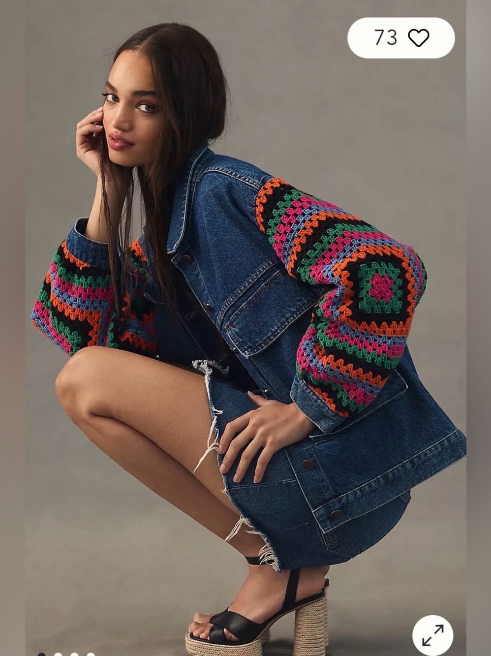 Farm Rio Crochet Denim Jacket - Picture 1 of 3